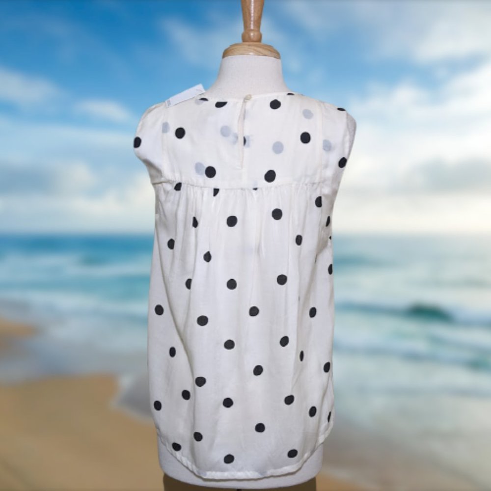 ANN TAYLOR LOFT Black & White Polka Dot Sleeveless Top NWT